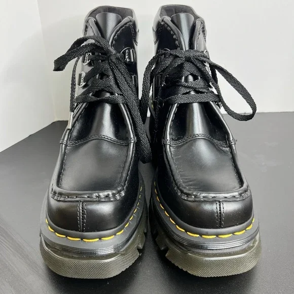 NEW Dr. Martens Black Combat Corran Chunky Platform Heeled Boots Gothic Size 7 - Picture 2 of 9